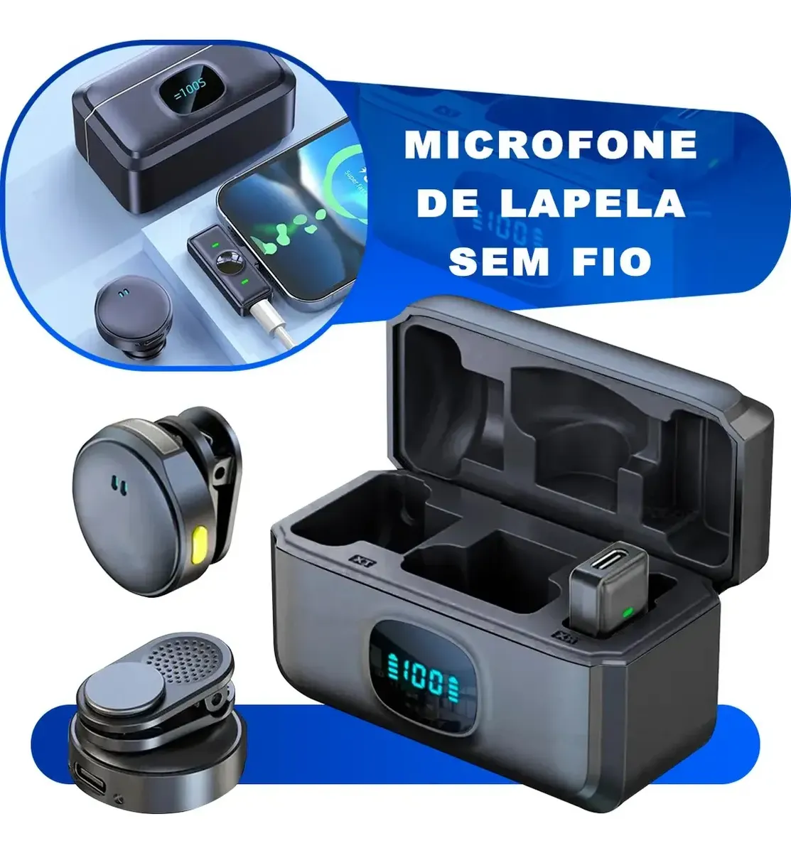 Captação de áudio omnidirecional do microfone VOZLY